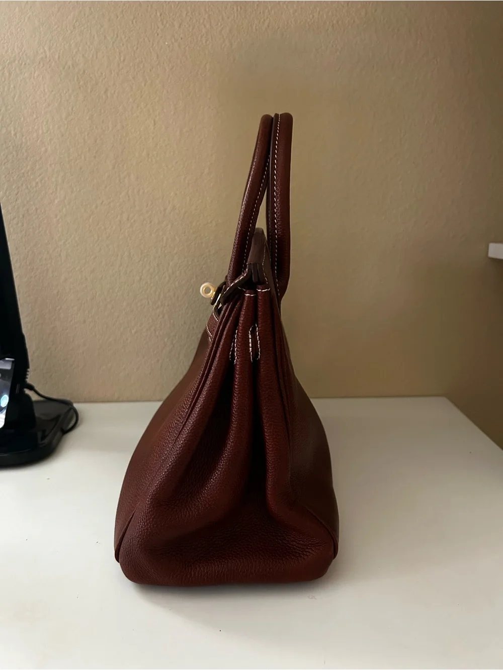 30cm Brown Saddle Leather Top-Handle Satchel